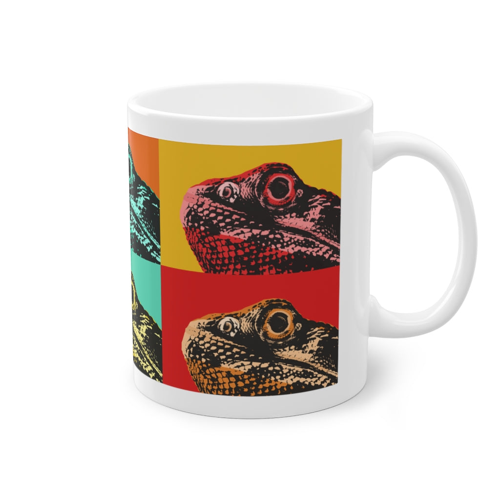 Standard Mug, 11oz -  Retro Popart Bearded Dragon