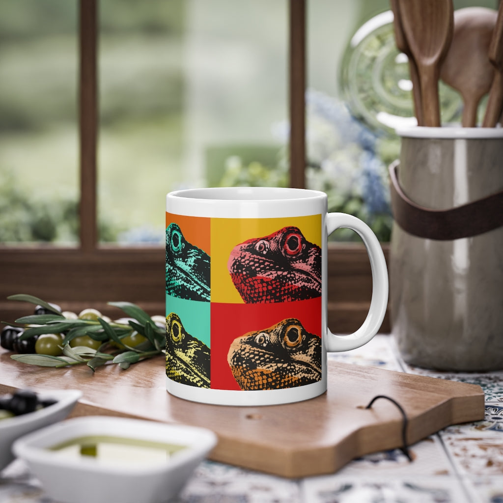 Standard Mug, 11oz -  Retro Popart Bearded Dragon