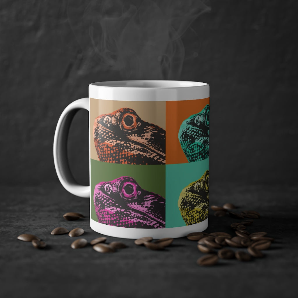 Standard Mug, 11oz -  Retro Popart Bearded Dragon