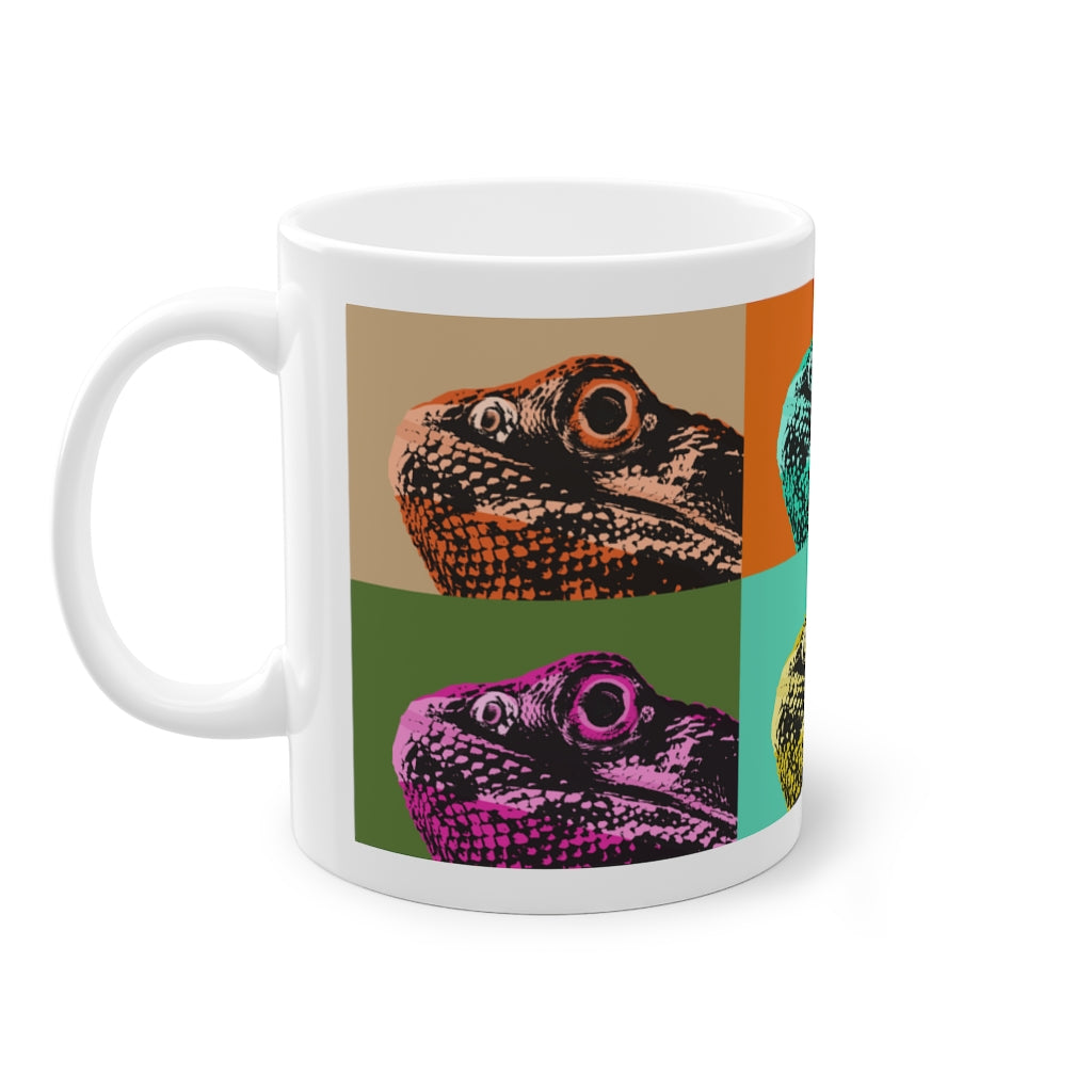 Standard Mug, 11oz -  Retro Popart Bearded Dragon