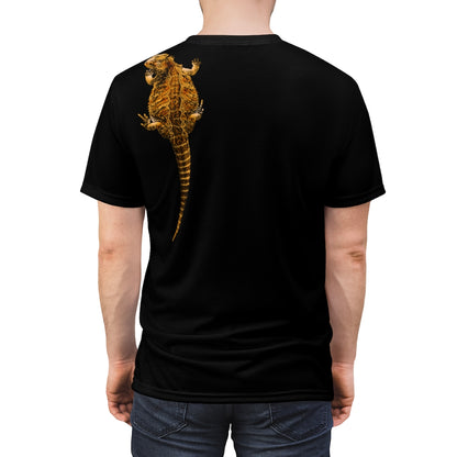 Unisex AOP Cut & Sew Tee - Bearded Dragon on back shoulder