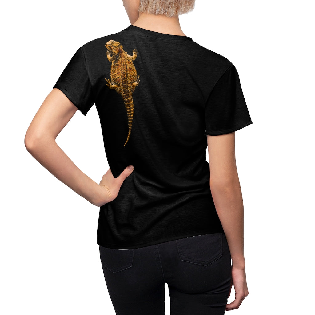 Women's AOP Cut & Sew Tee - Bearded Dragon on back shoulder