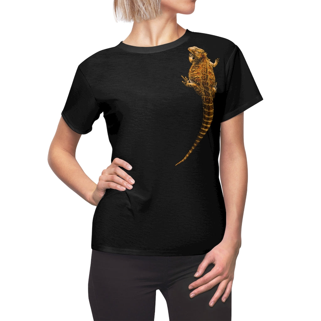 Women's AOP Cut & Sew Tee -  Bearded Dragon on front