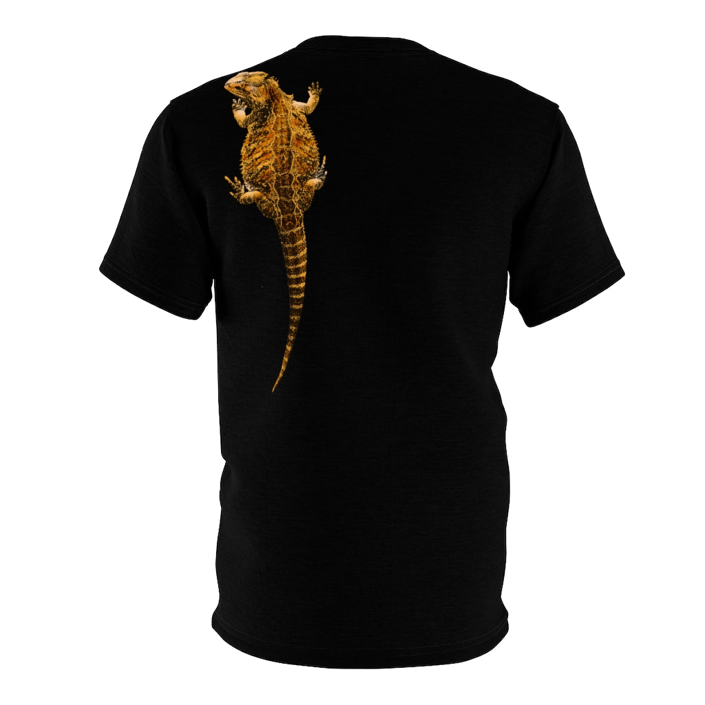 Unisex AOP Cut & Sew Tee - Bearded Dragon on back shoulder